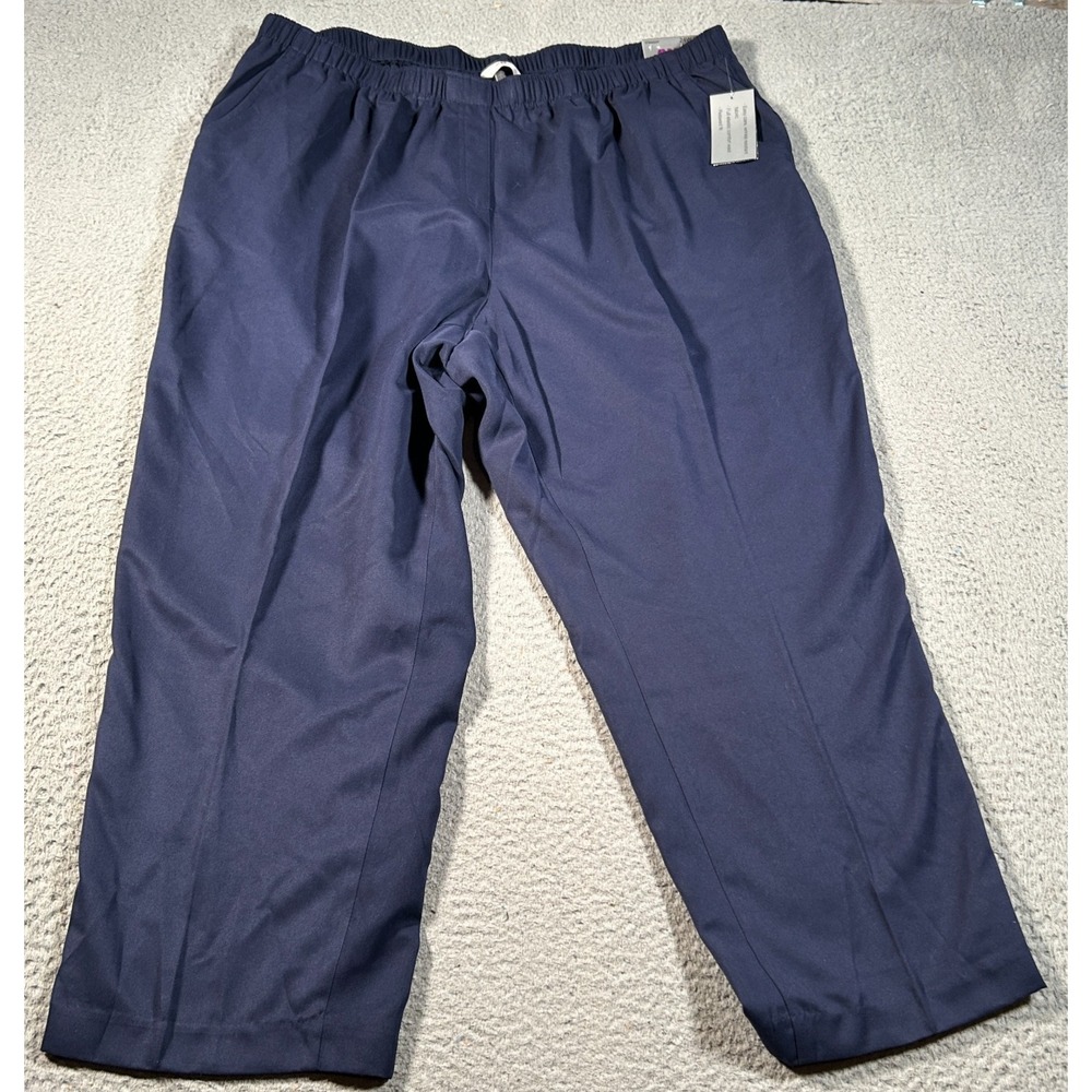 Alia Pants Women Plus Petite 24W Blue Microfiber‎ Twill Straight Leg Stretch NWT